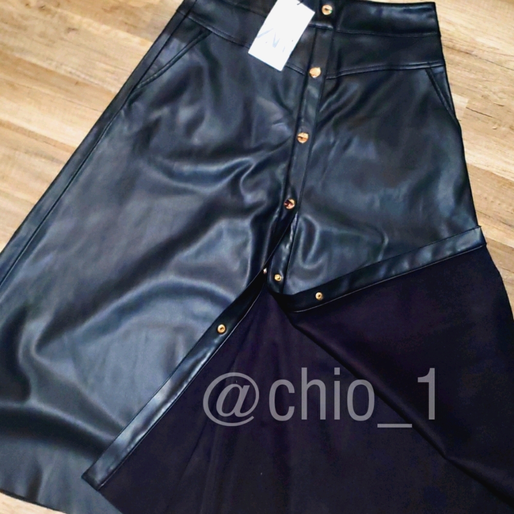 ZARA FAUX LEATHER MIDI SKIRT BLOGGERS FAVORITE - Picture 12 of 12